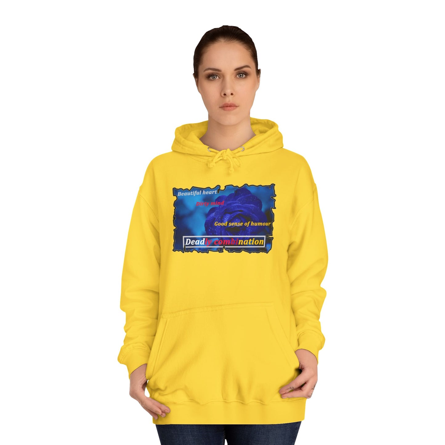Sophisticated Edge Deadly Combo Elegance meets Attitude using Dark Blue Rose (Hoodie - Cozy and Durable)