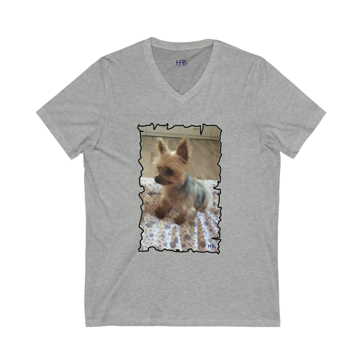 Corail the Yorkshire Toy little baby (Unisex Jersey Short Sleeve V-neck - Comfortable Everyday Wear)