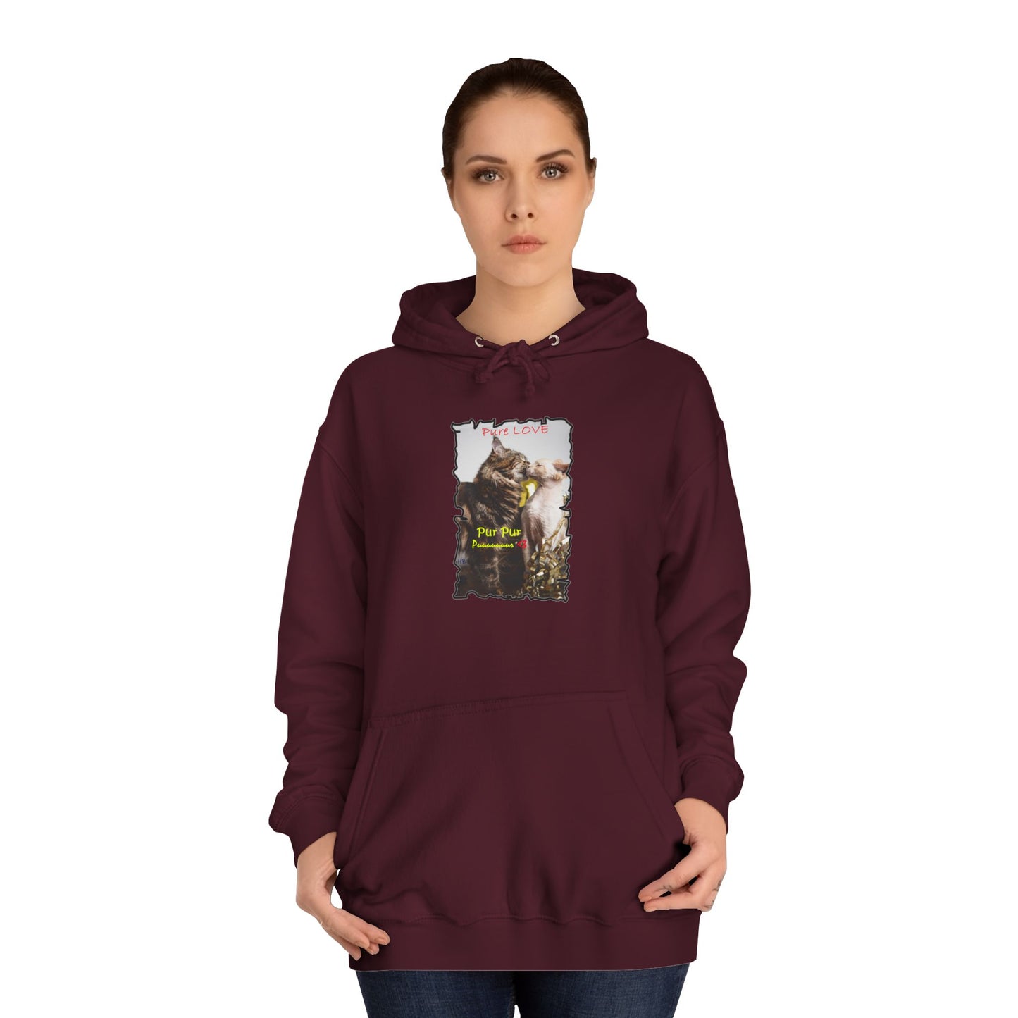 Get Yours Now -- Pure LOVE Cats kissing (Hoodie - Cozy and Durable)