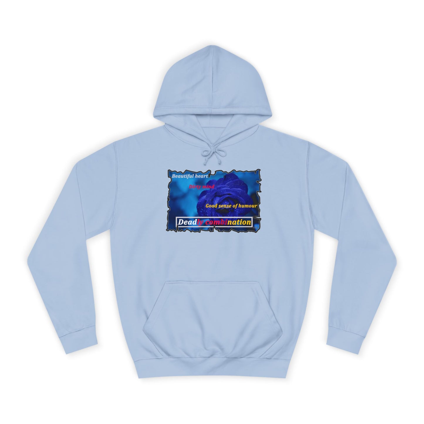 Sophisticated Edge Deadly Combo Elegance meets Attitude using Dark Blue Rose (Hoodie - Cozy and Durable)
