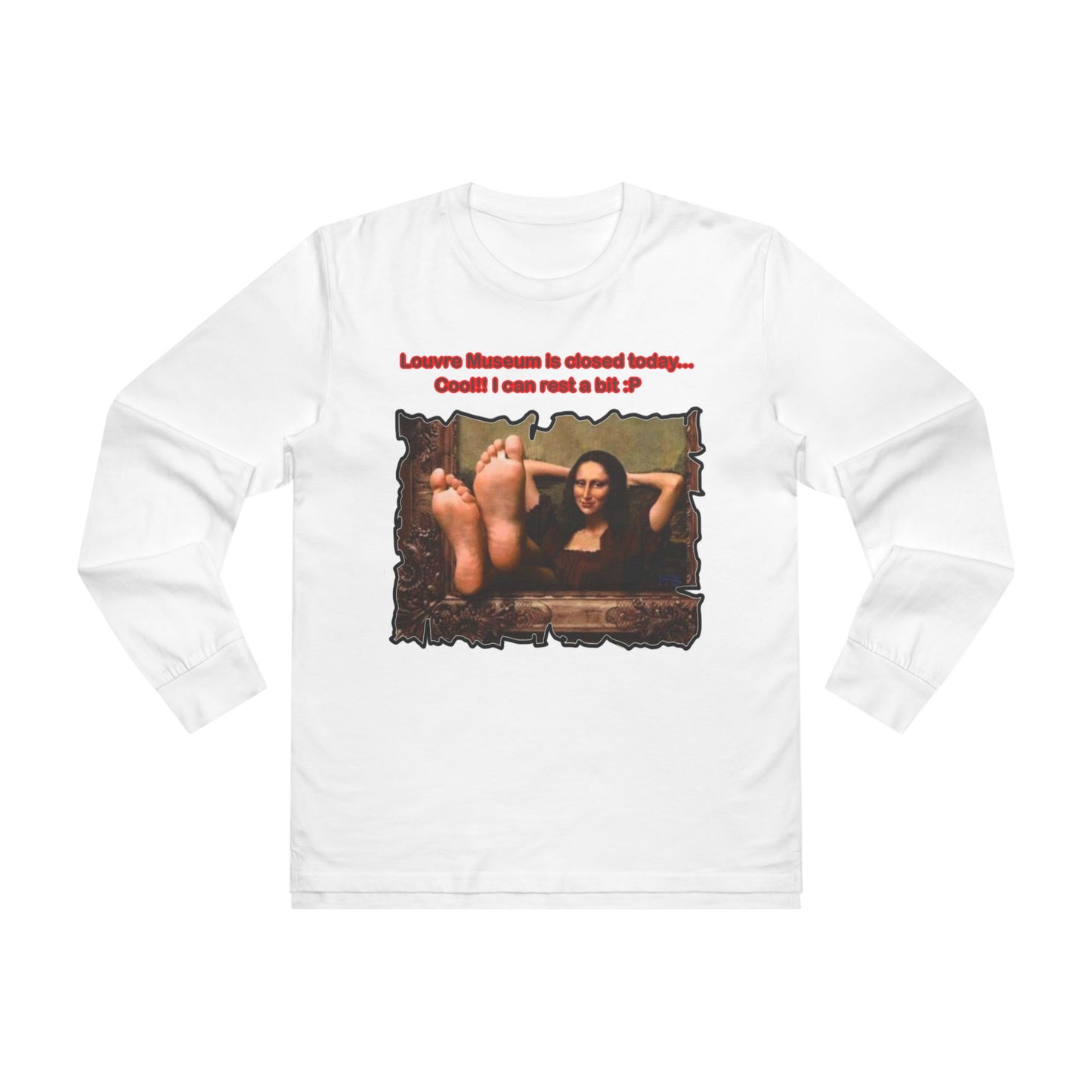 Get Yours Now -- Mischievous Playful Mona Lisa (Men's Base Longsleeve Tee - All-Season Wear)