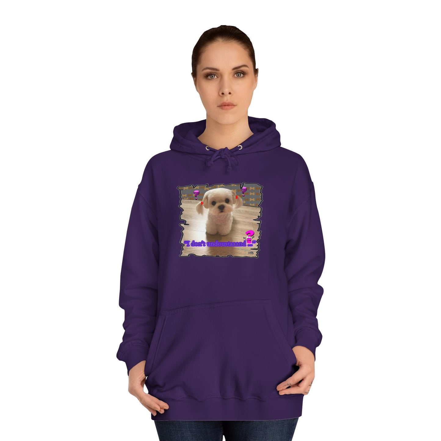 Baby Bichon Maltese with cluelessness innocent look "I don't undoustaaaand" (Hoodie - Cozy and Durable)