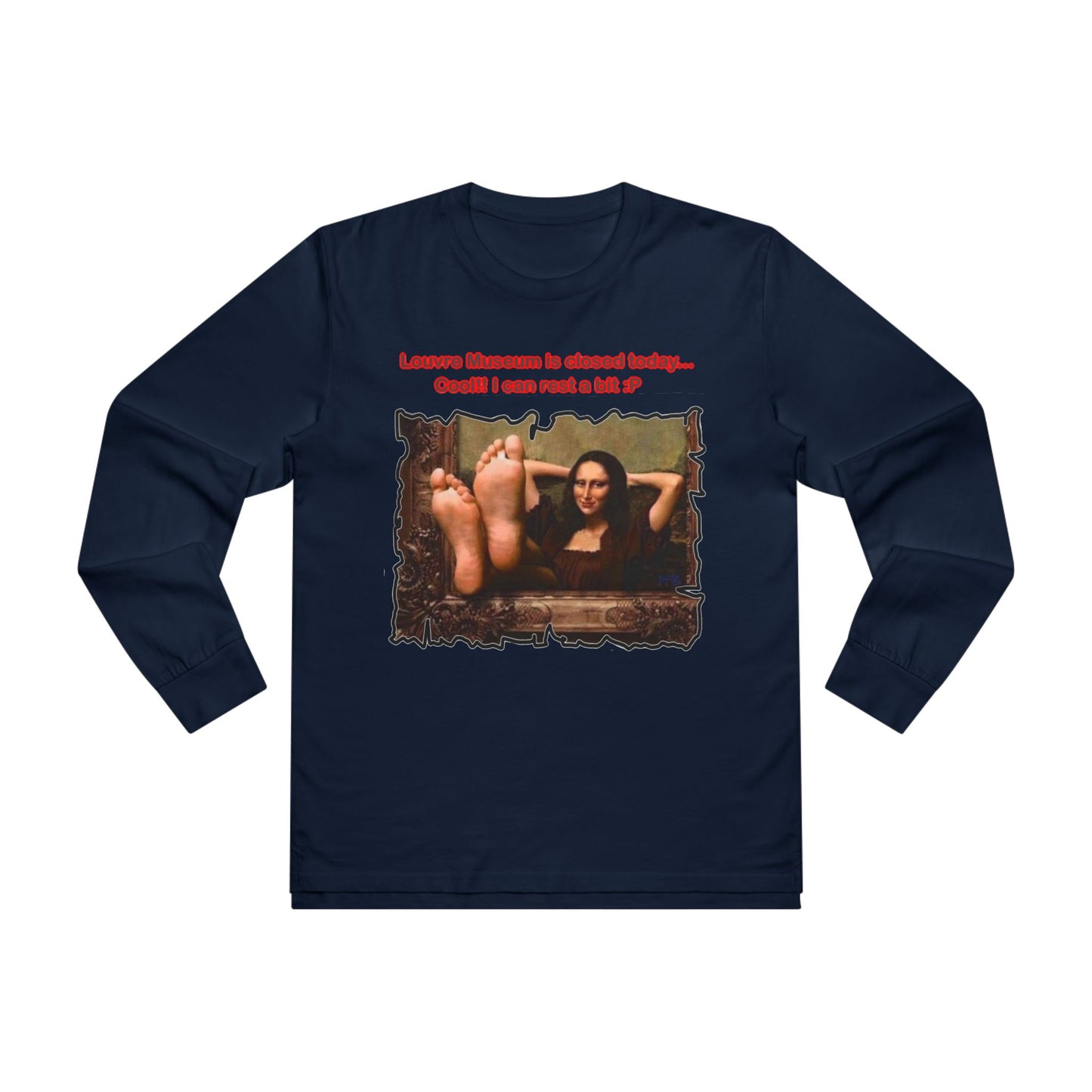 Get Yours Now -- Mischievous Playful Mona Lisa (Men's Base Longsleeve Tee - All-Season Wear)
