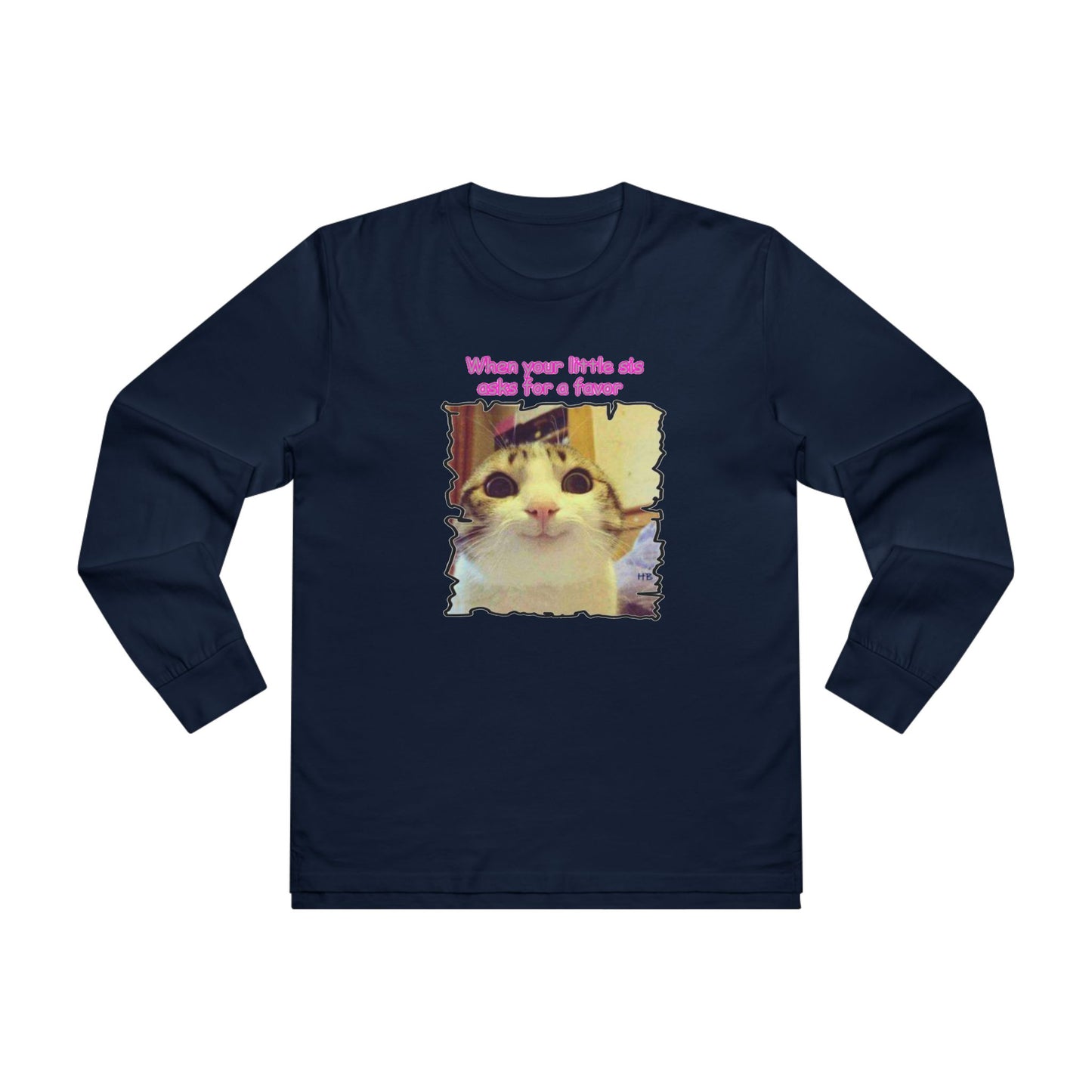 Adorable cat soft eyes like little sister asking for a favor (Men's Base Longsleeve Tee - All-Season Wear)