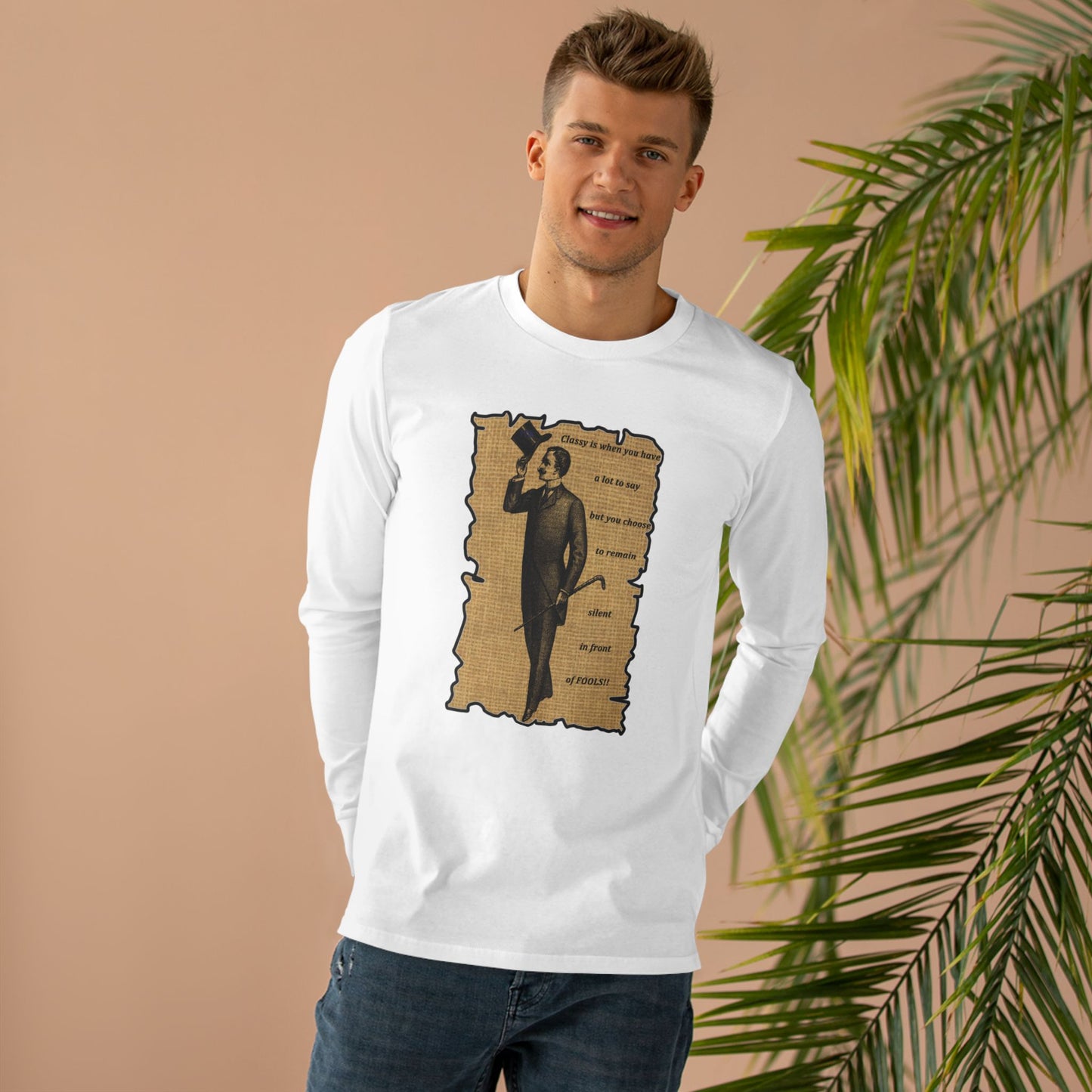 Sophisticated Vintage Silence (Men's Base Longsleeve Tee - All-Season Wear)