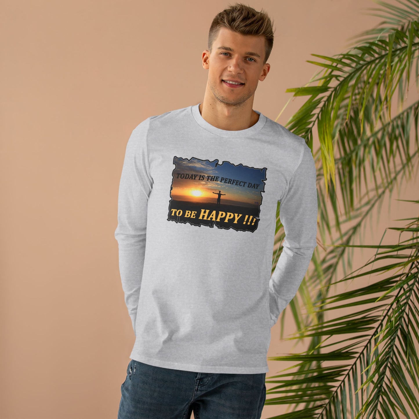 Get Yours Now -- Joyful Sunrise for New Day Optimism (Men's Base Longsleeve Tee - All-Season Wear)