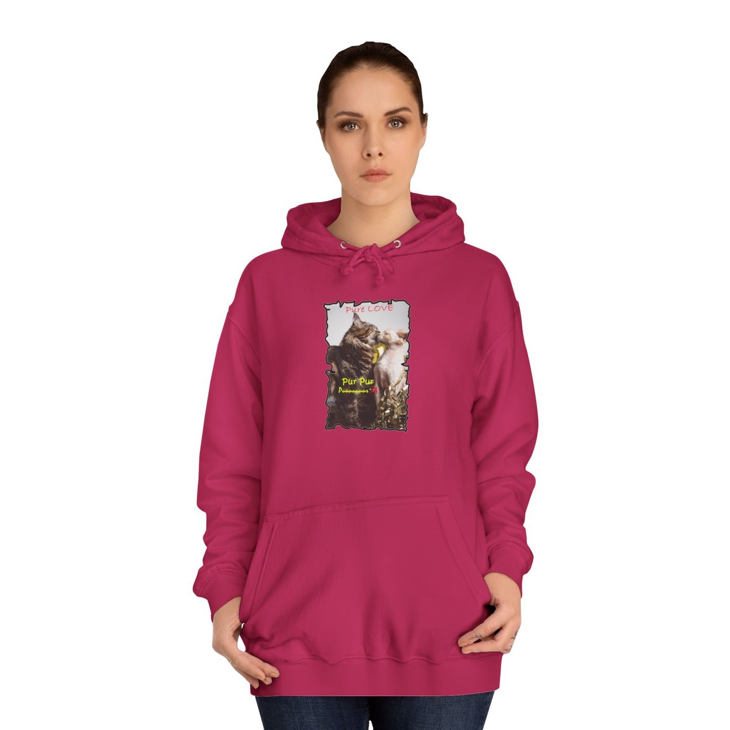 Get Yours Now -- Pure LOVE Cats kissing (Hoodie - Cozy and Durable)