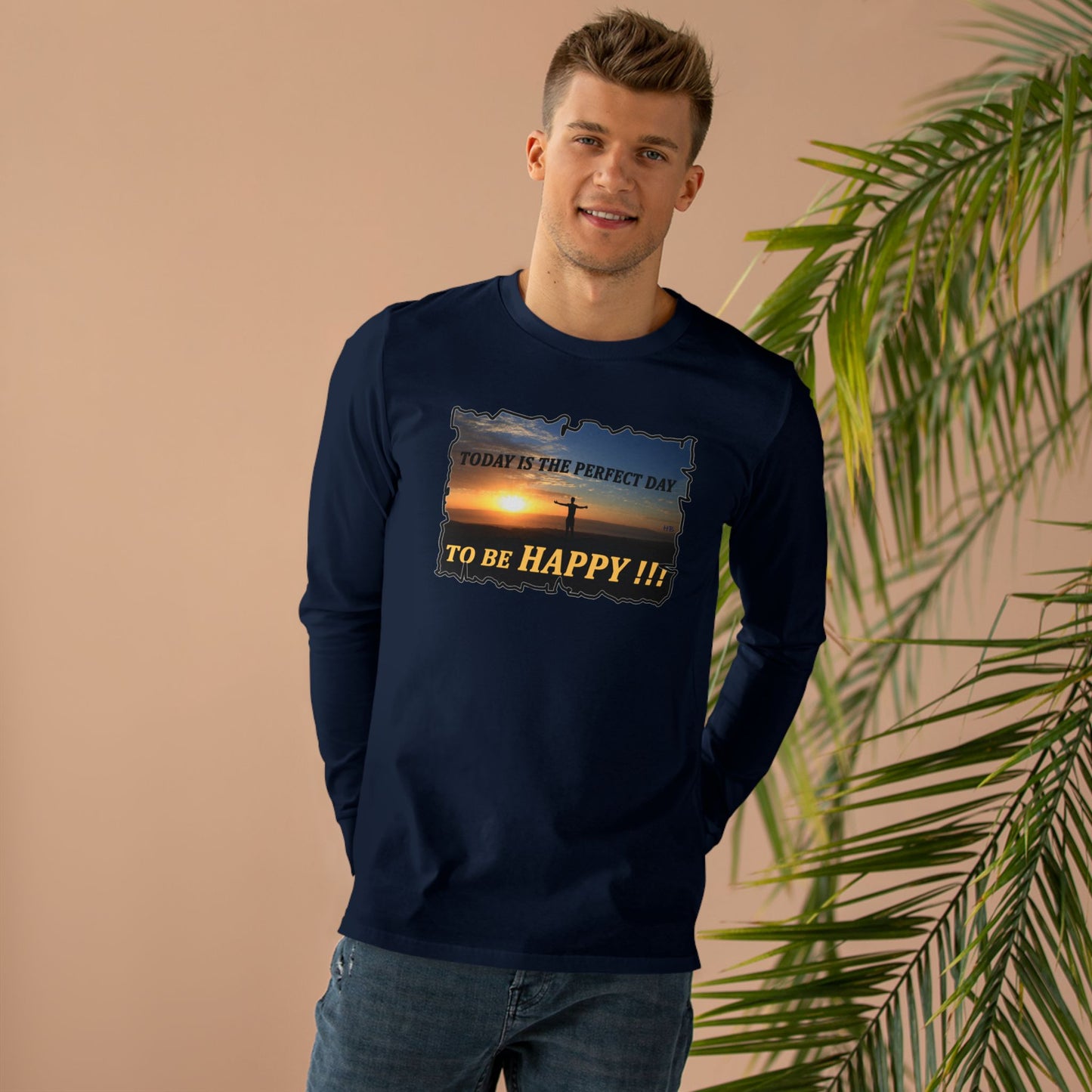 Get Yours Now -- Joyful Sunrise for New Day Optimism (Men's Base Longsleeve Tee - All-Season Wear)