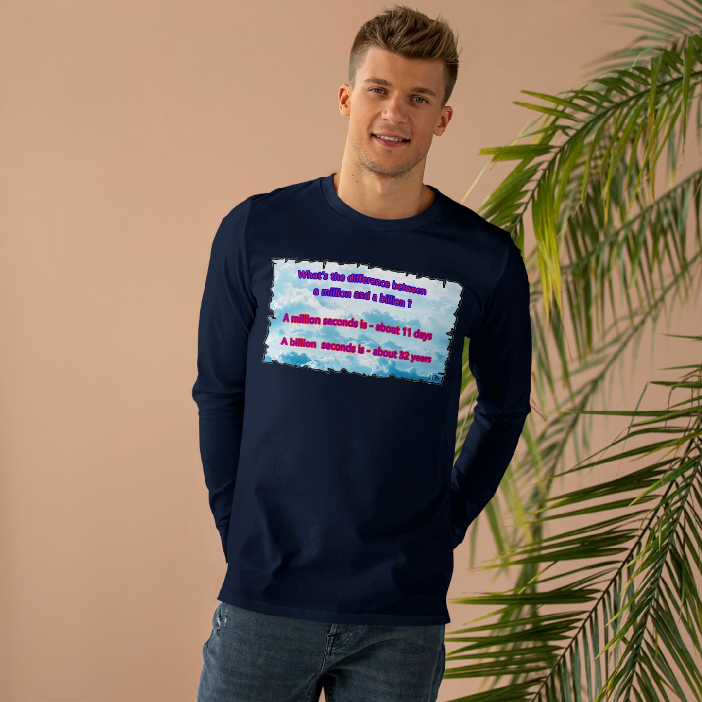 Get Yours Now -- Difference between million and billion calculated in seconds (Men's Base Longsleeve Tee - All-Season Wear)