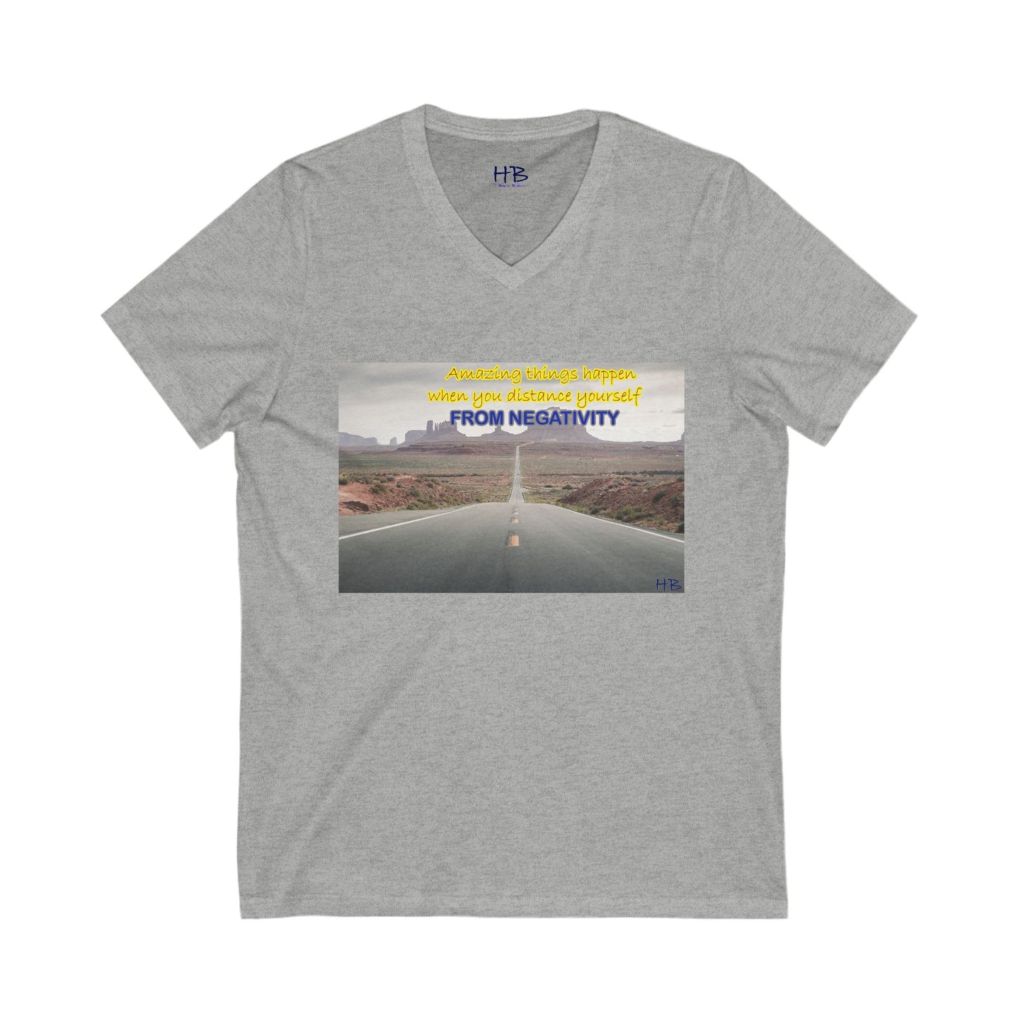 Amazing Things Happen when Distancing from Negativity (Unisex Jersey Short Sleeve V-neck - Comfortable Everyday Wear)