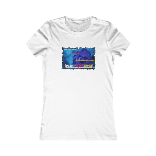 Sophisticated Edge Deadly Combo Elegance meets Attitude using Dark Blue Rose (Women - Premium Cotton Tee)