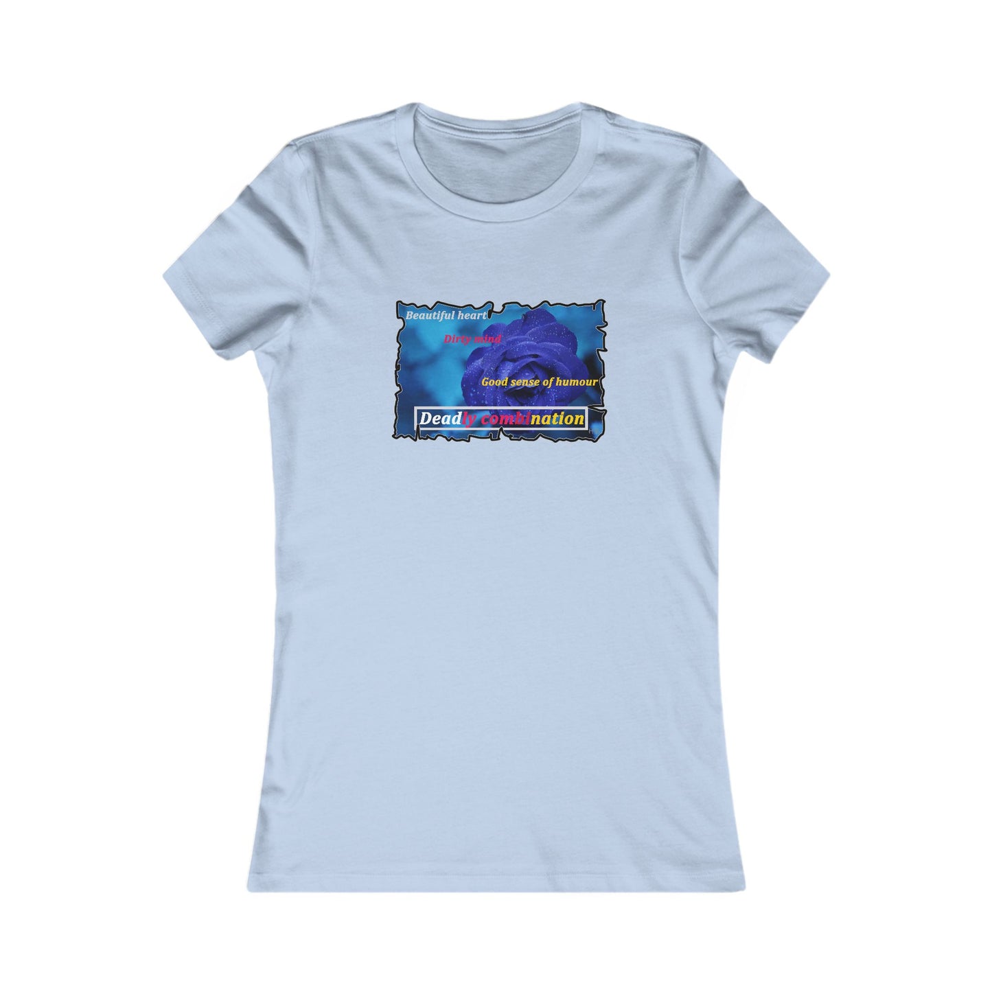 Sophisticated Edge Deadly Combo Elegance meets Attitude using Dark Blue Rose (Women - Premium Cotton Tee)
