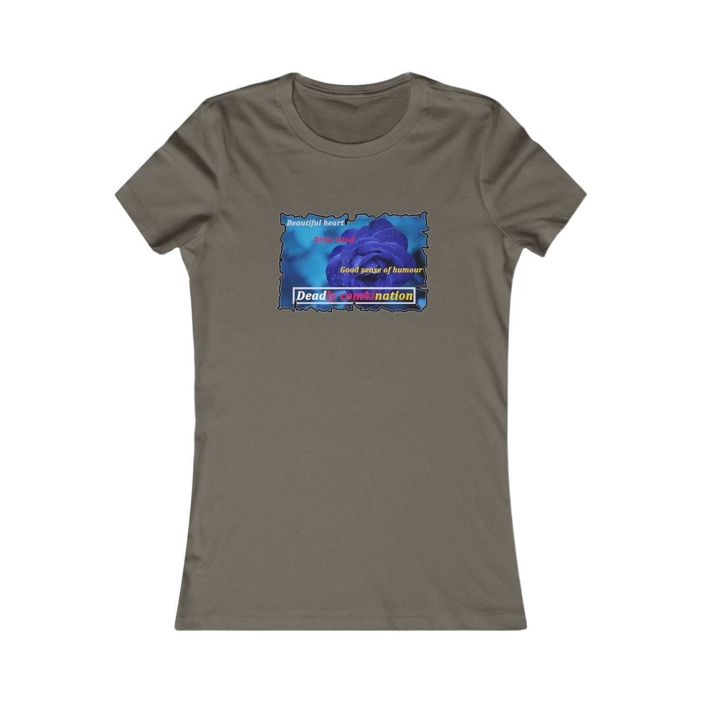 Sophisticated Edge Deadly Combo Elegance meets Attitude using Dark Blue Rose (Women - Premium Cotton Tee)
