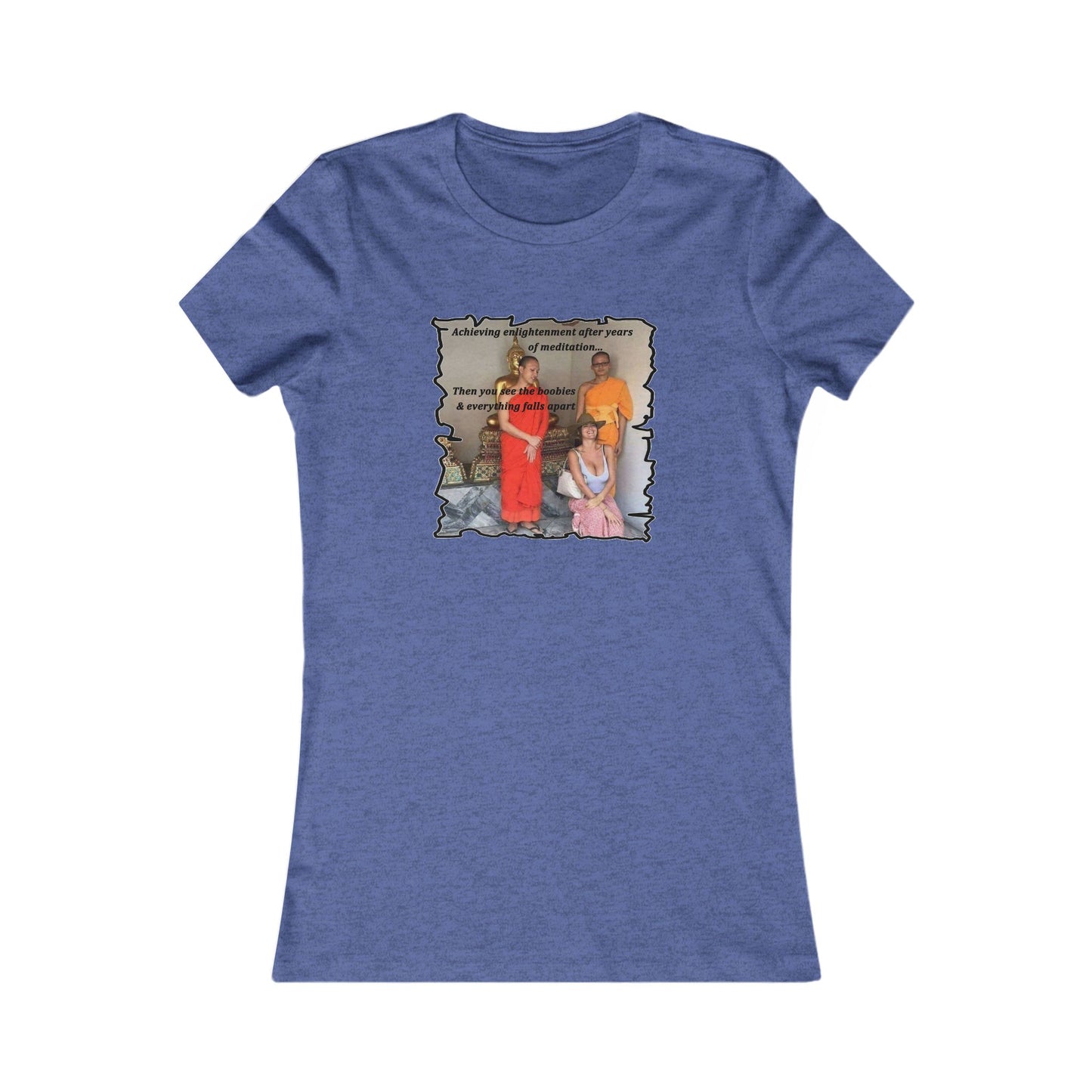 Cheeky Buddhist Humorous Meditation Temptation and Enlightenment (Women - Premium Cotton Tee)