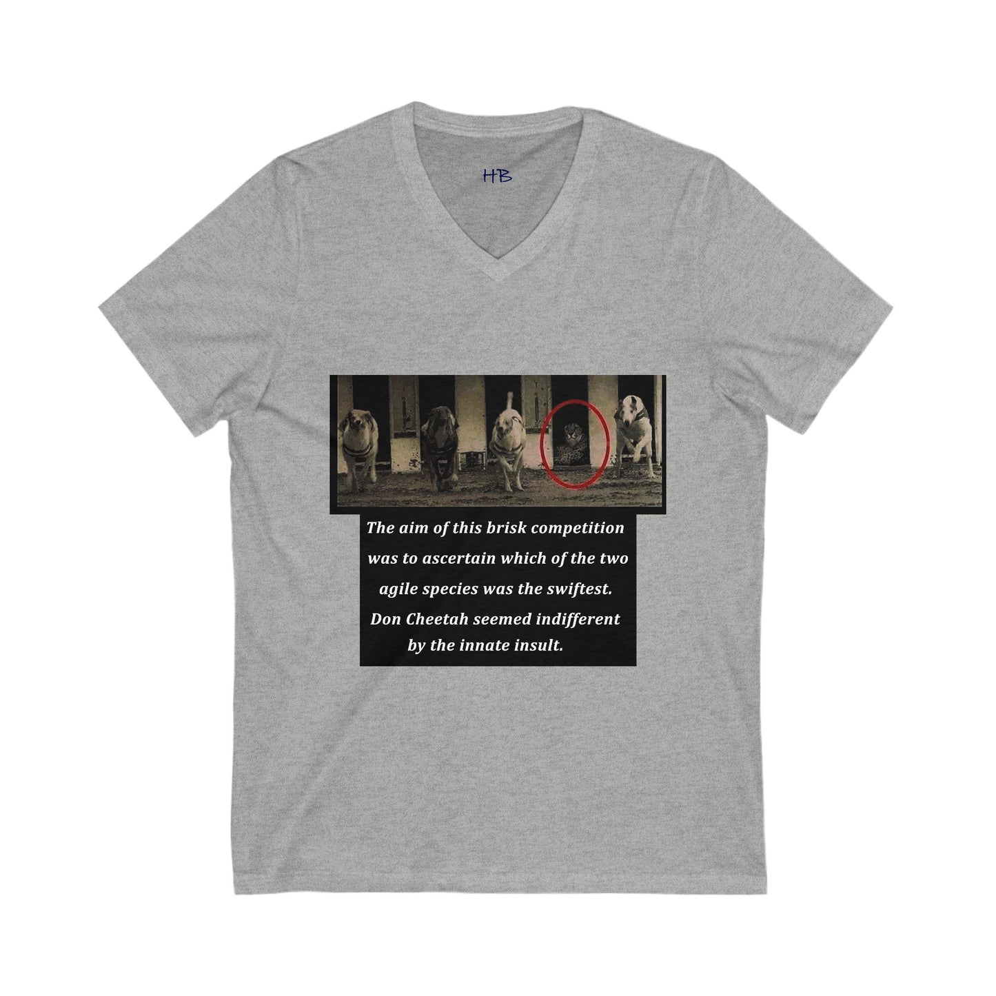 Don Cheetah vs Whippet doggies (Unisex Jersey Short Sleeve V-neck - Comfortable Everyday Wear)