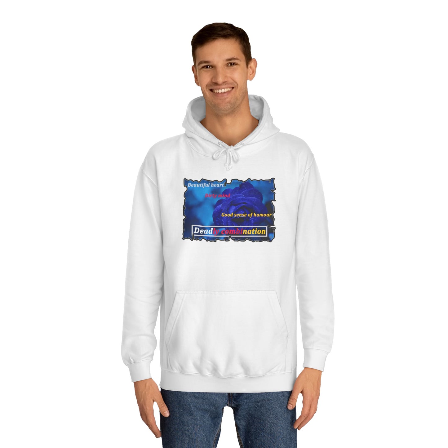 Sophisticated Edge Deadly Combo Elegance meets Attitude using Dark Blue Rose (Hoodie - Cozy and Durable)