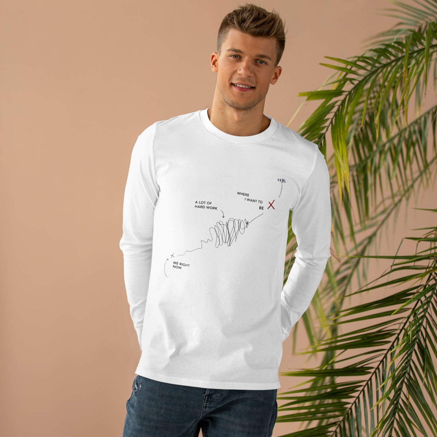 Triumph Trail Journey to Success with No Pain, No Gain (Men's Base Longsleeve Tee - All-Season Wear)