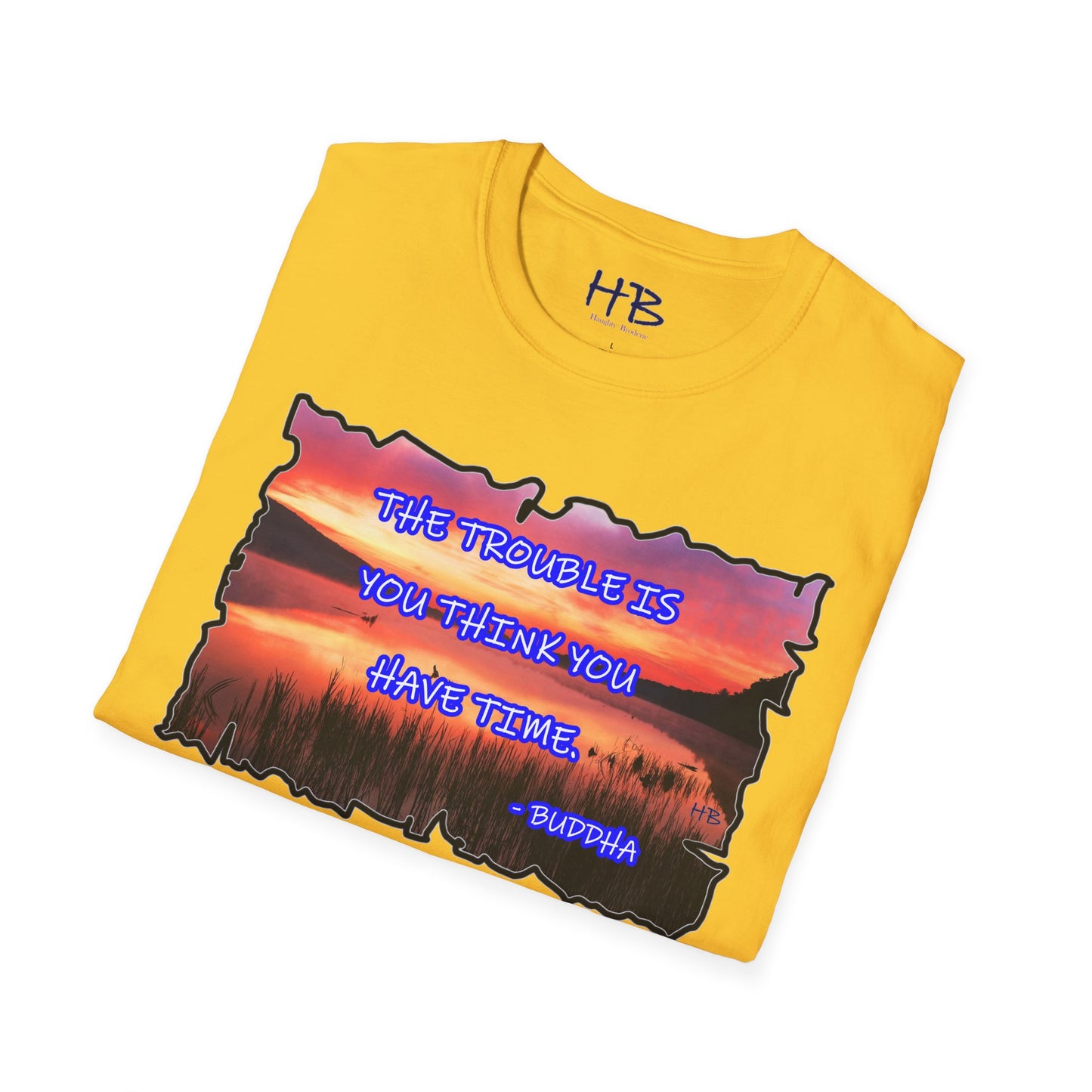 Buddha's Timeless Horizon Harmony; Philosophical Mirage Ethereal Lake Sunset Discourse