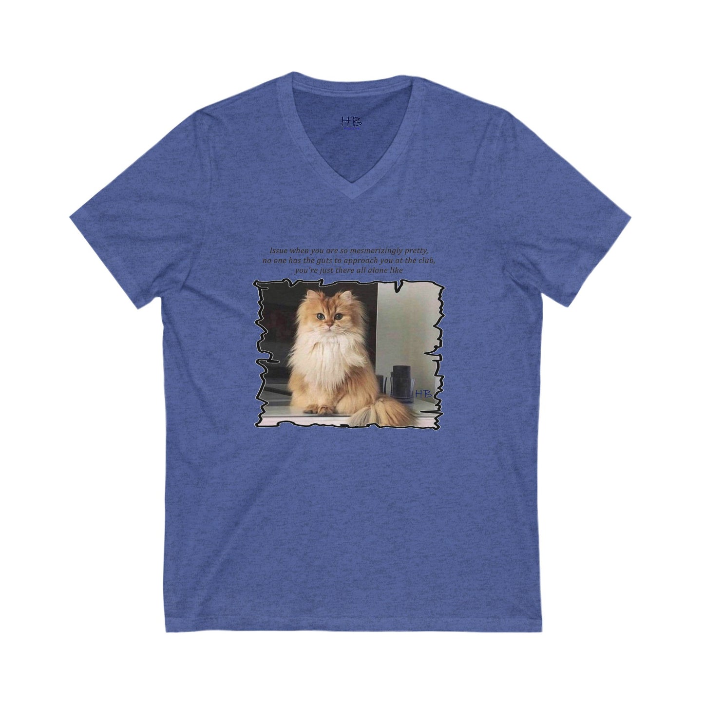 Mesmerizing Lonely Kitty (Unisex Jersey Short Sleeve V-neck - Comfortable Everyday Wear)