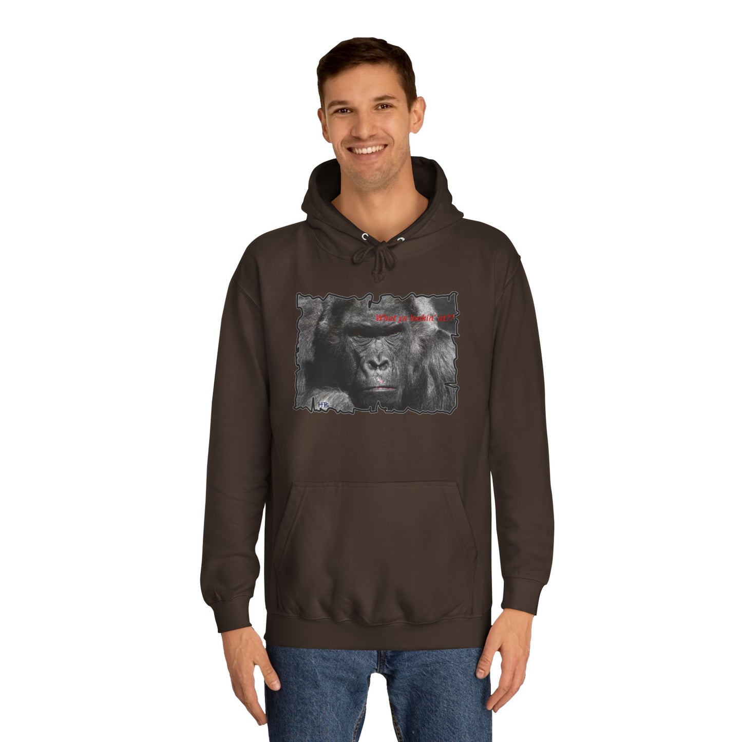 Get Yours Now -- Fearless Fierce Frown and Bold Gorilla Power What ya lookin' at? (Hoodie - Cozy and Durable)