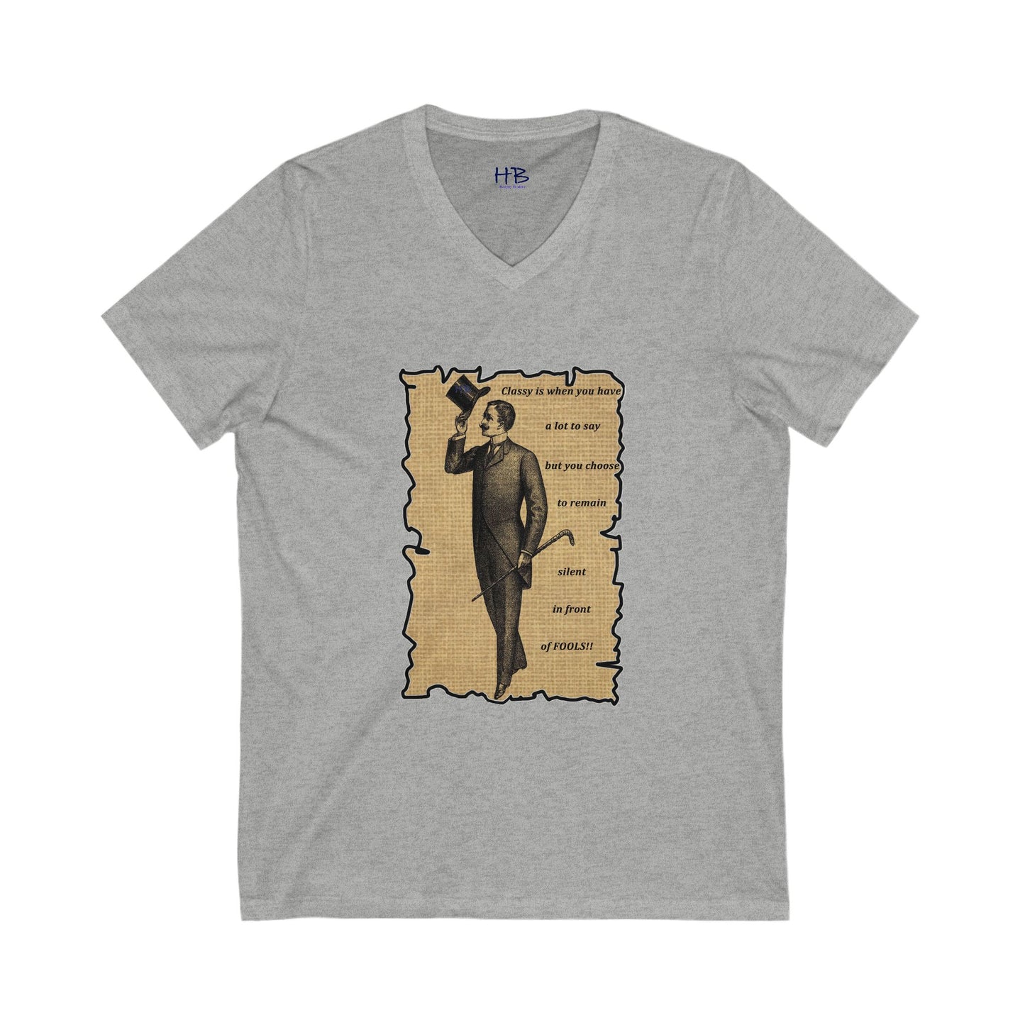 Sophisticated Vintage Silence (Unisex Jersey Short Sleeve V-neck - Comfortable Everyday Wear)