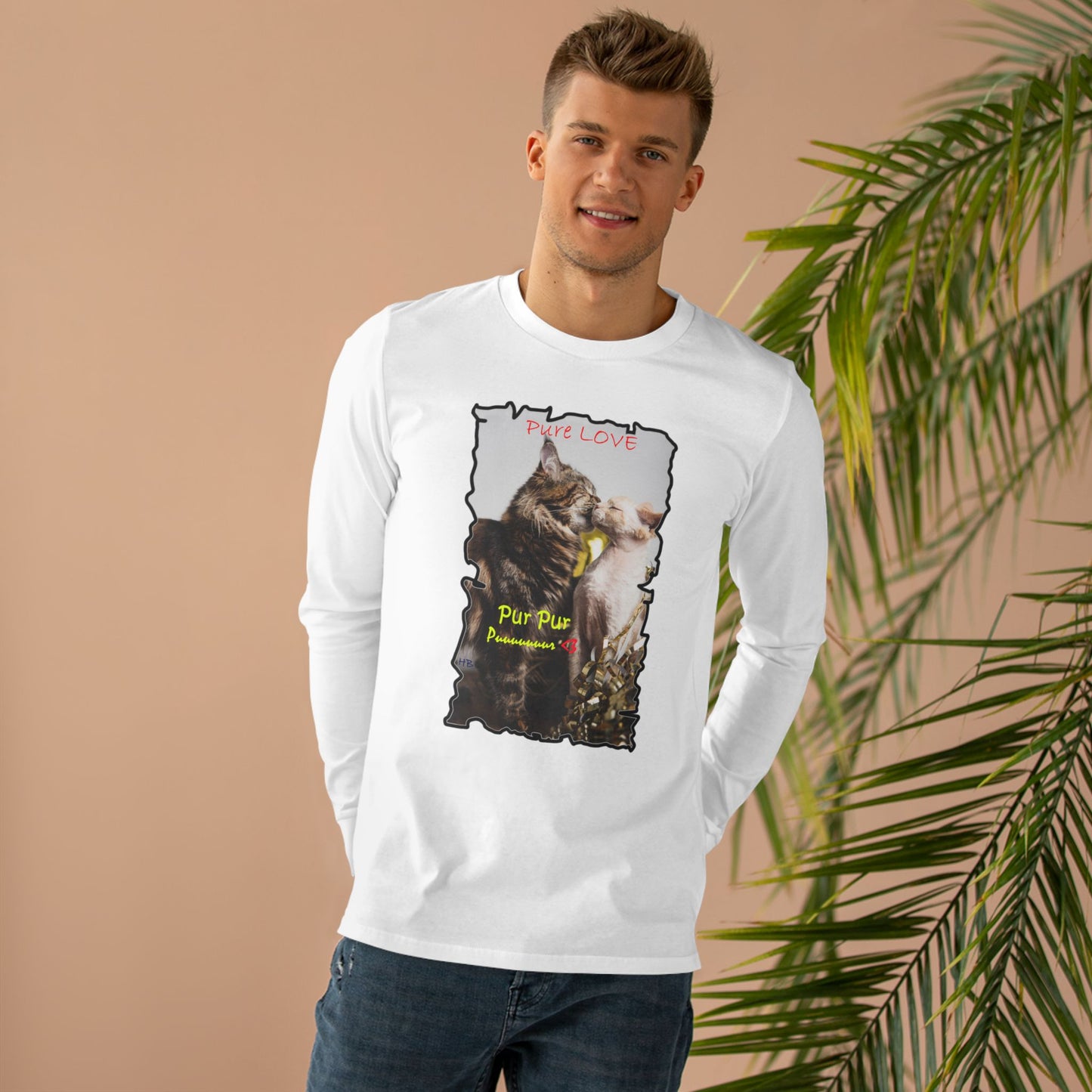 Get Yours Now -- Pure LOVE Cats kissing (Men's Base Longsleeve Tee - All-Season Wear)