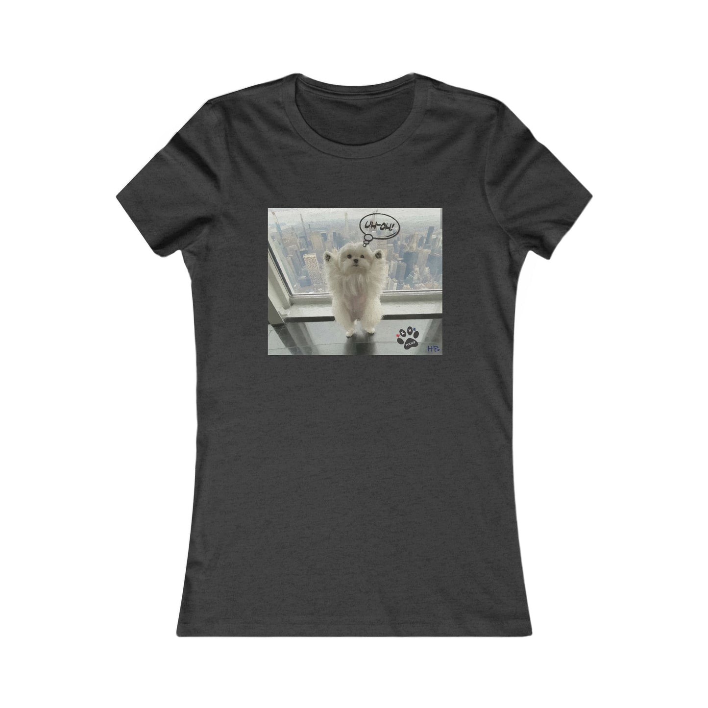 Bichon Maltese paws in the air in trouble with K9 dog patrol (Women - Premium Cotton Tee)