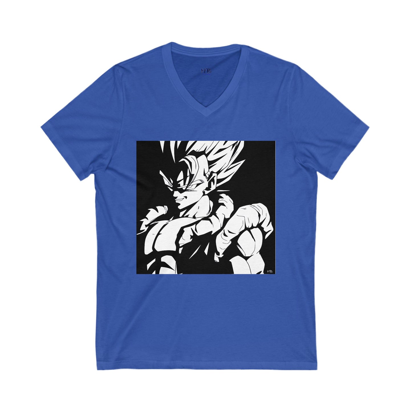 Japanese Superhero anime in black and white (Unisex Jersey Short Sleeve V-neck - Comfortable Everyday Wear)