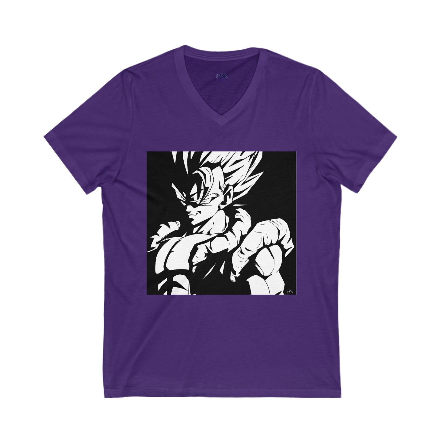 Japanese Superhero anime in black and white (Unisex Jersey Short Sleeve V-neck - Comfortable Everyday Wear)