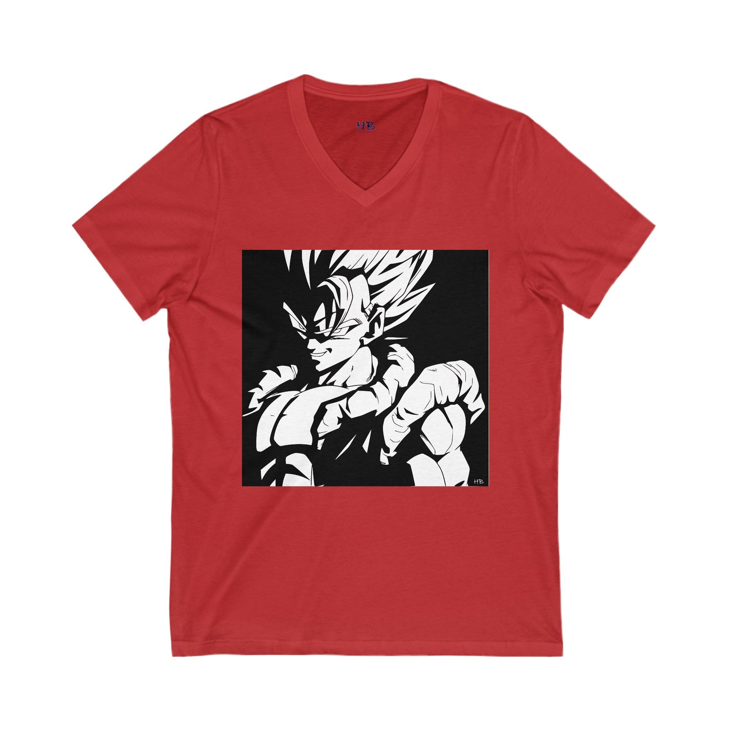 Japanese Superhero anime in black and white (Unisex Jersey Short Sleeve V-neck - Comfortable Everyday Wear)