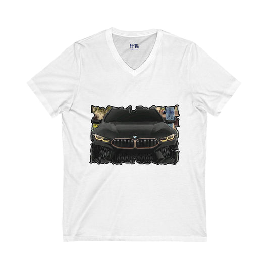 Exquisite BMW M8 Gran Coupe (Unisex Jersey Short Sleeve V-neck - Comfortable Everyday Wear)
