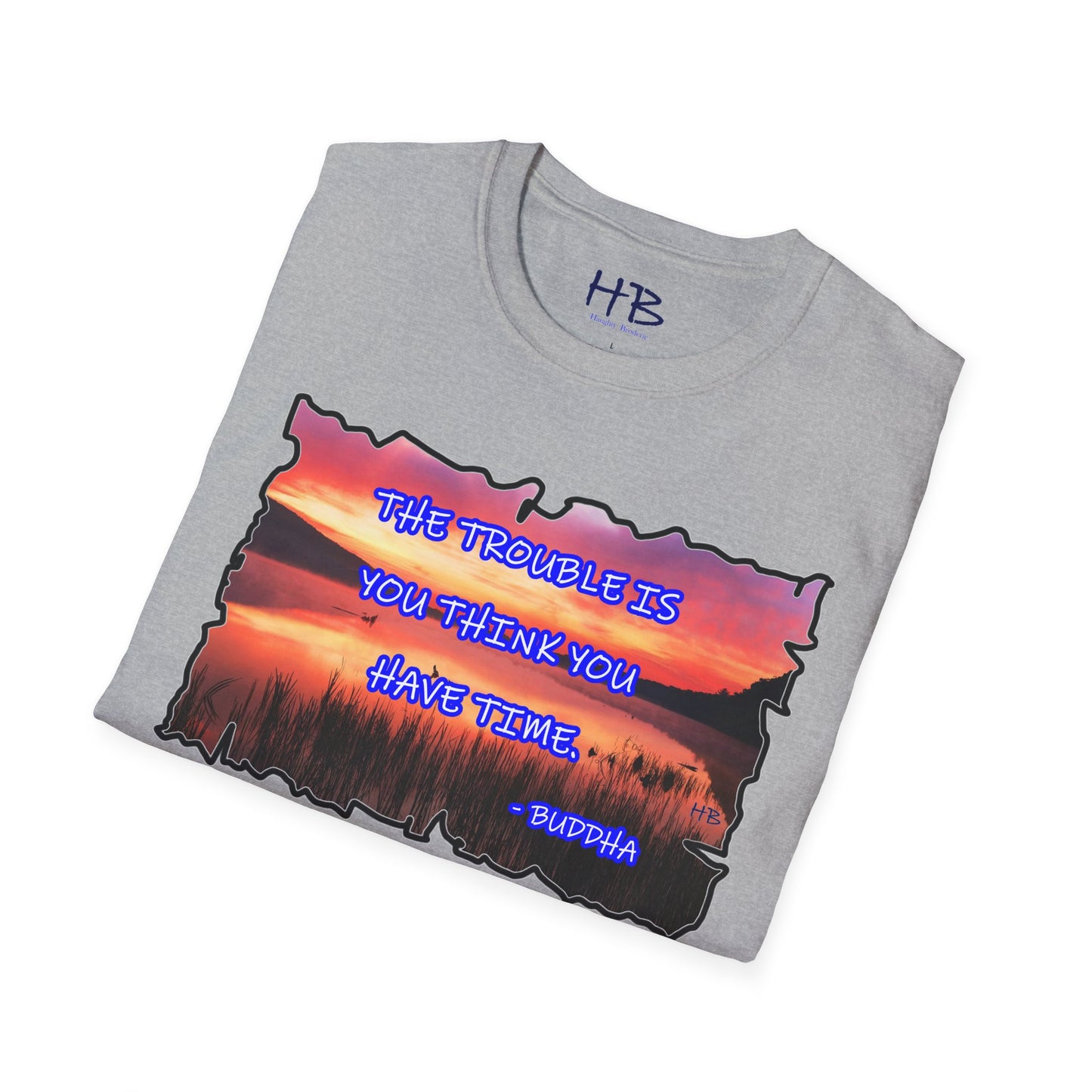 Buddha's Timeless Horizon Harmony; Philosophical Mirage Ethereal Lake Sunset Discourse