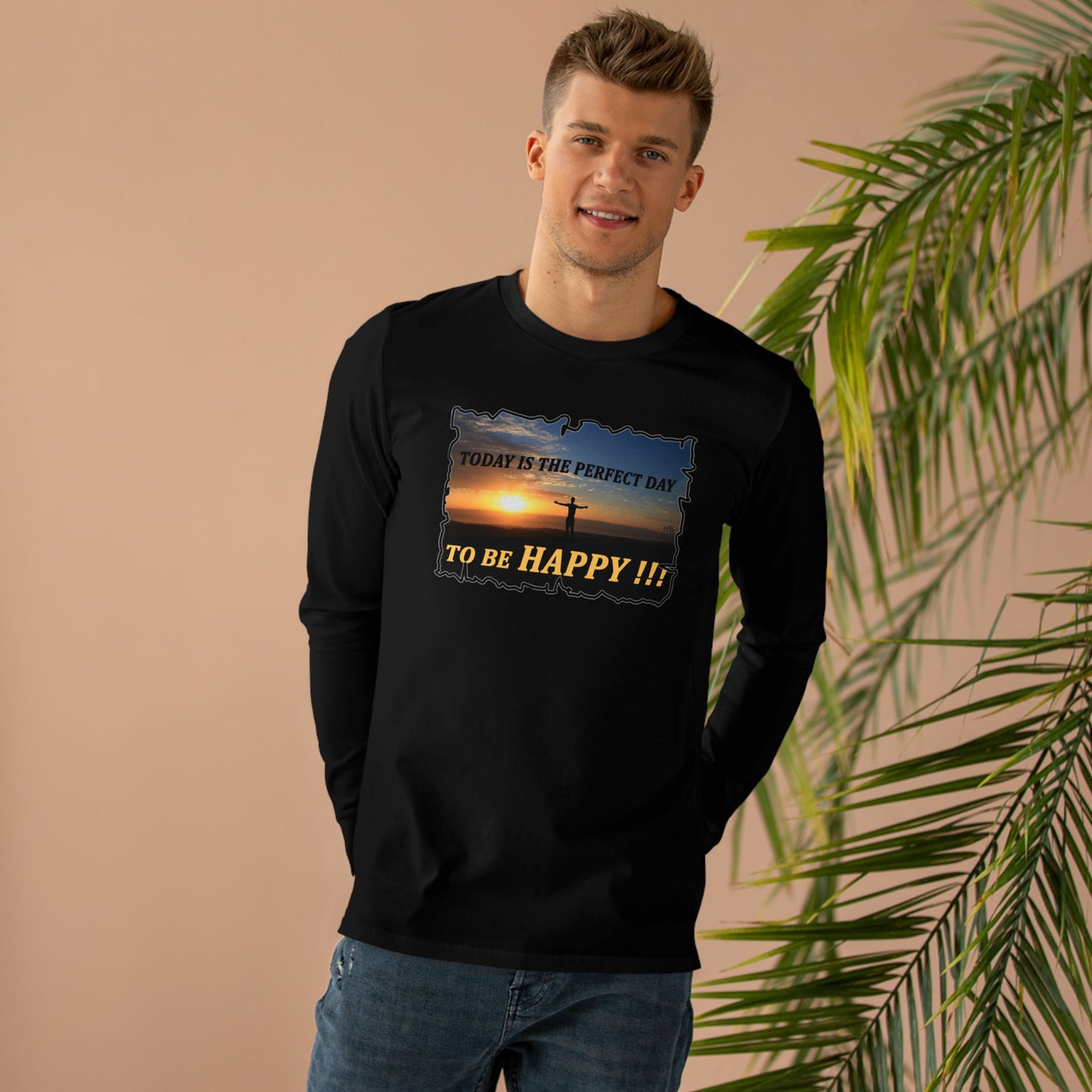 Get Yours Now -- Joyful Sunrise for New Day Optimism (Men's Base Longsleeve Tee - All-Season Wear)