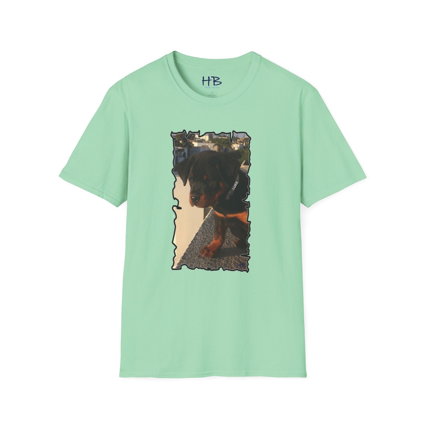 Baby Rottie Luke peeking over the roof