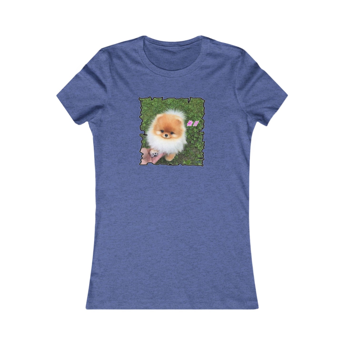 "Hi !!" Tiny adorable Bichon Maltese (Women - Premium Cotton Tee)