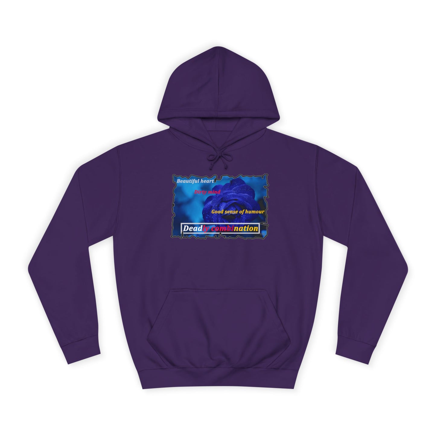 Sophisticated Edge Deadly Combo Elegance meets Attitude using Dark Blue Rose (Hoodie - Cozy and Durable)