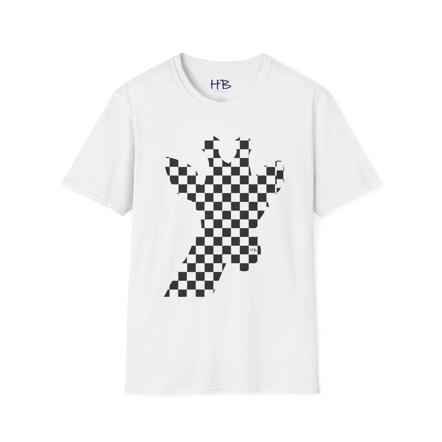 Graceful Heights: The Refined Checkered Giraffe Garment