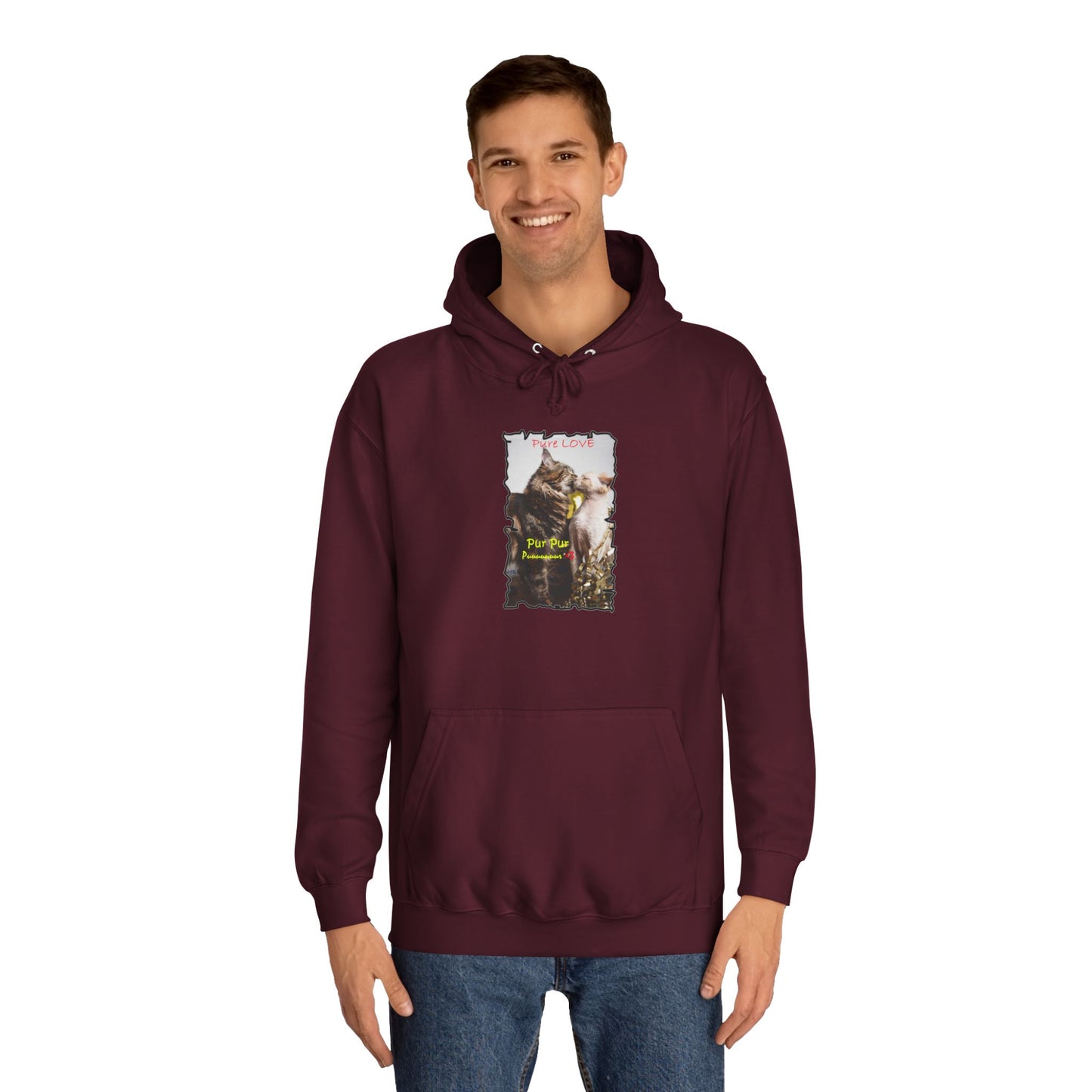 Get Yours Now -- Pure LOVE Cats kissing (Hoodie - Cozy and Durable)
