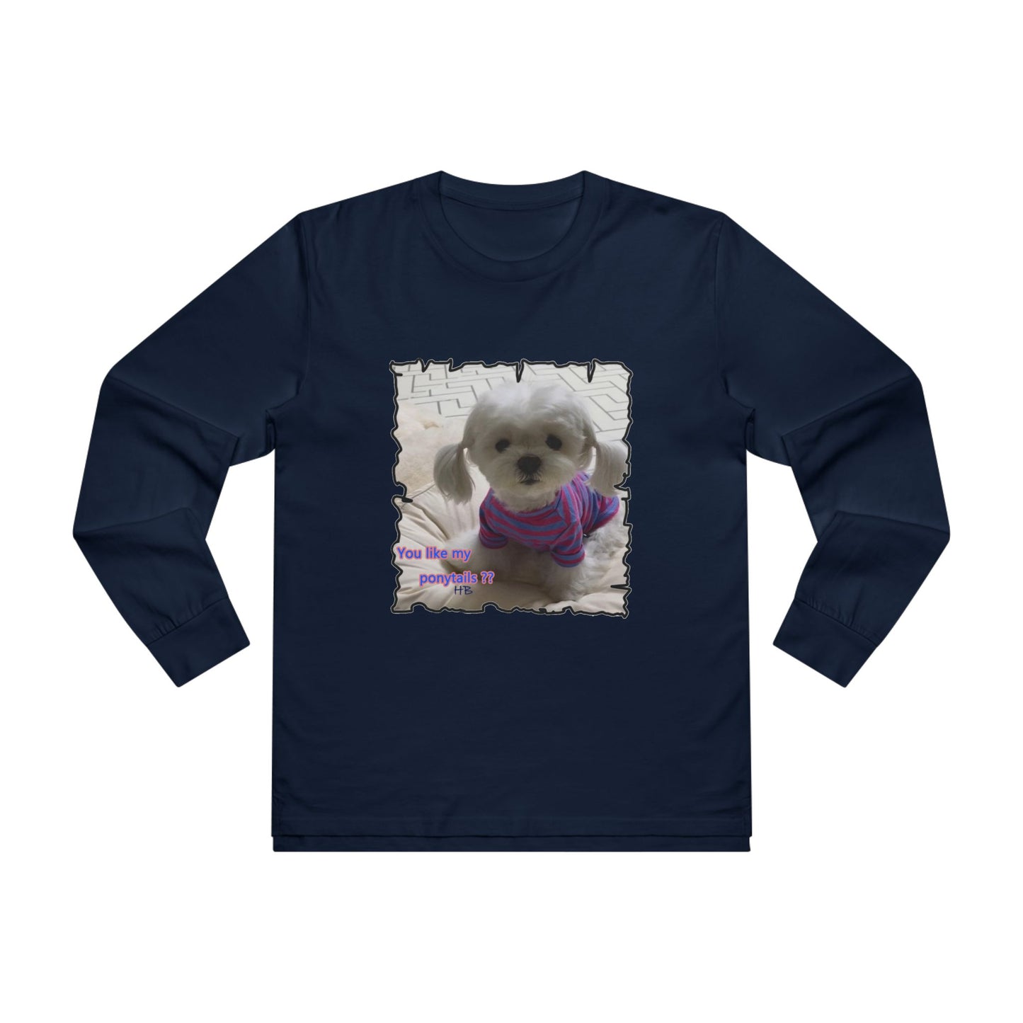 Bichon Maltese extra cute ponytails (Men's Base Longsleeve Tee - All-Season Wear)