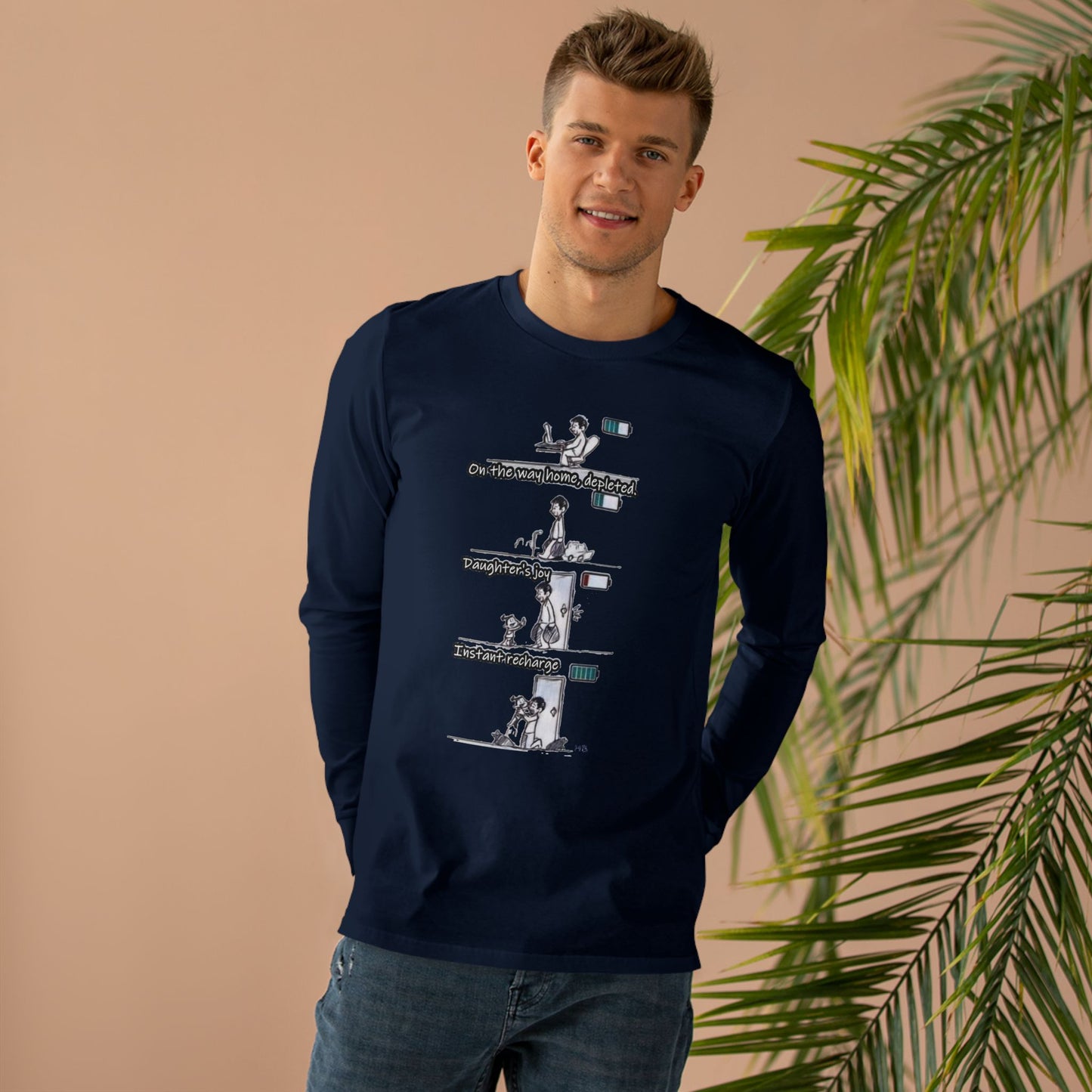 Get Yours Now -- Life's Canvas Daily Energies Unleashed; Day in, Day Out From Office to Home using Threads of Resilience  (Men's Base Longsleeve Tee - All-Season Wear)