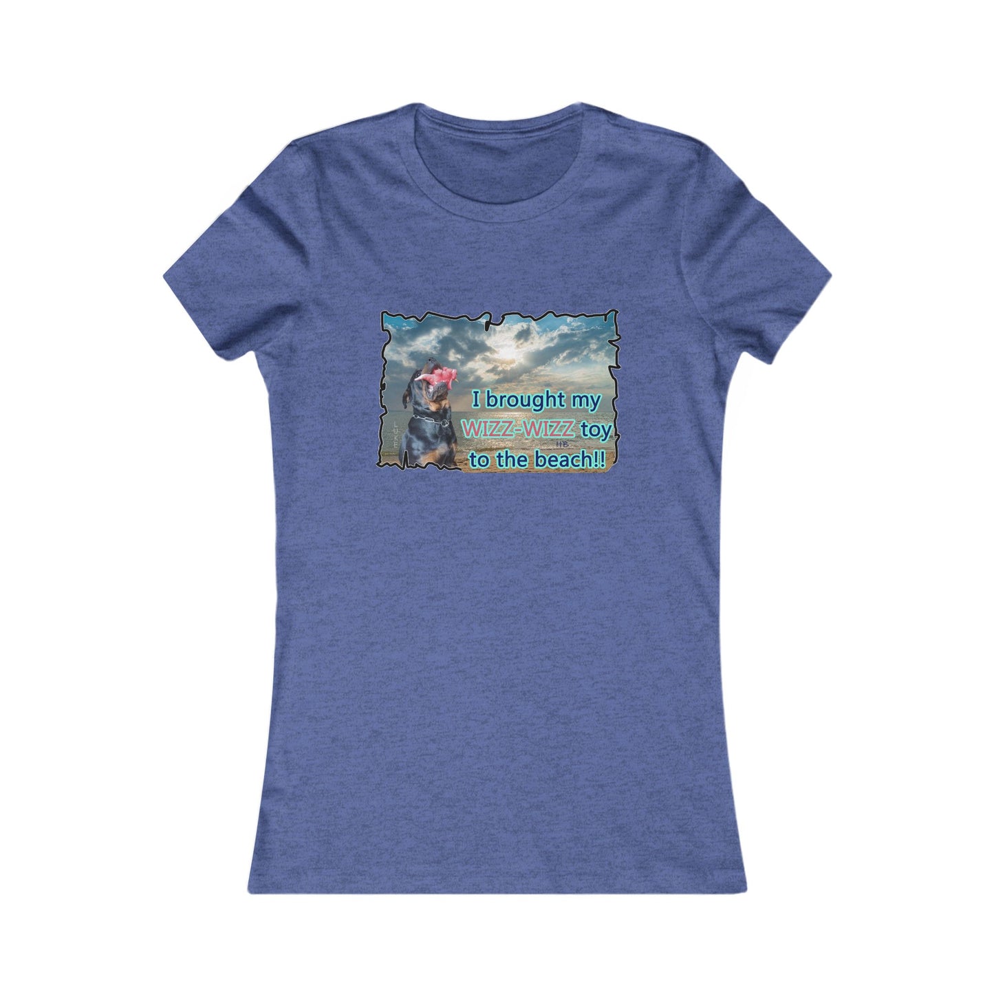 Luke (male Rothweiler) & Wizz Wizz at the beach (Women - Premium Cotton Tee)