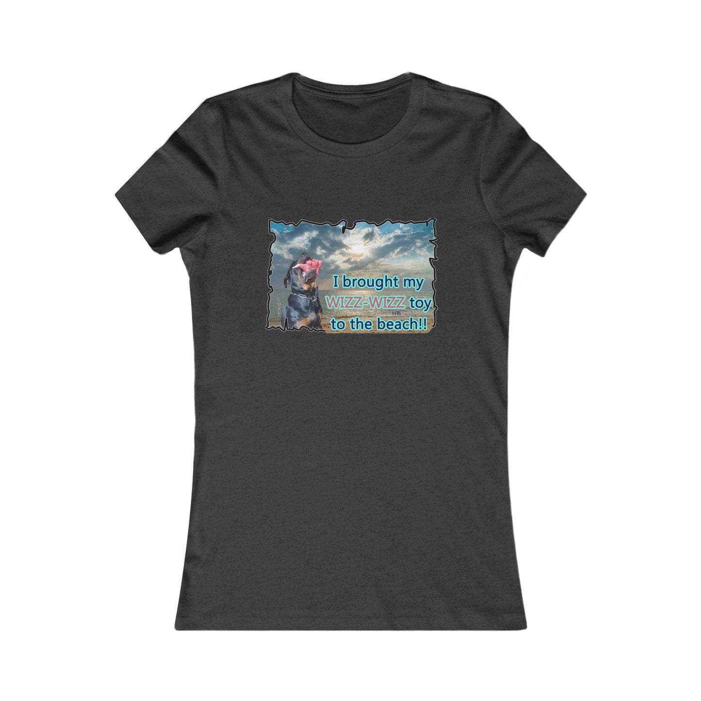 Luke (male Rothweiler) & Wizz Wizz at the beach (Women - Premium Cotton Tee)