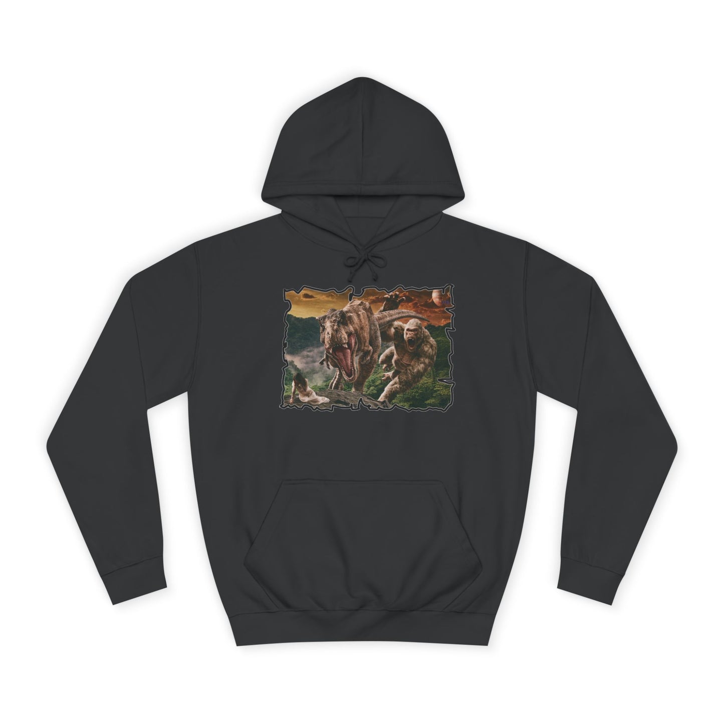 Get Yours Now -- Gorilla vs T-Rex saving woman in distress  (Hoodie - Cozy and Durable)