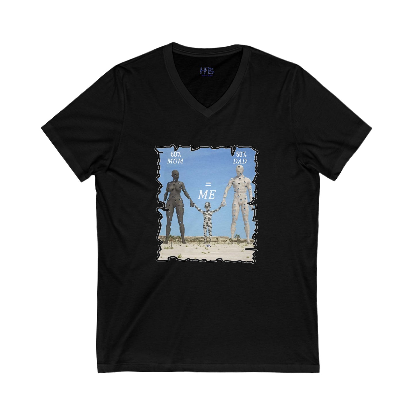 Genetic Family Equation Parental Puzzle (Unisex Jersey Short Sleeve V-neck - Comfortable Everyday Wear)