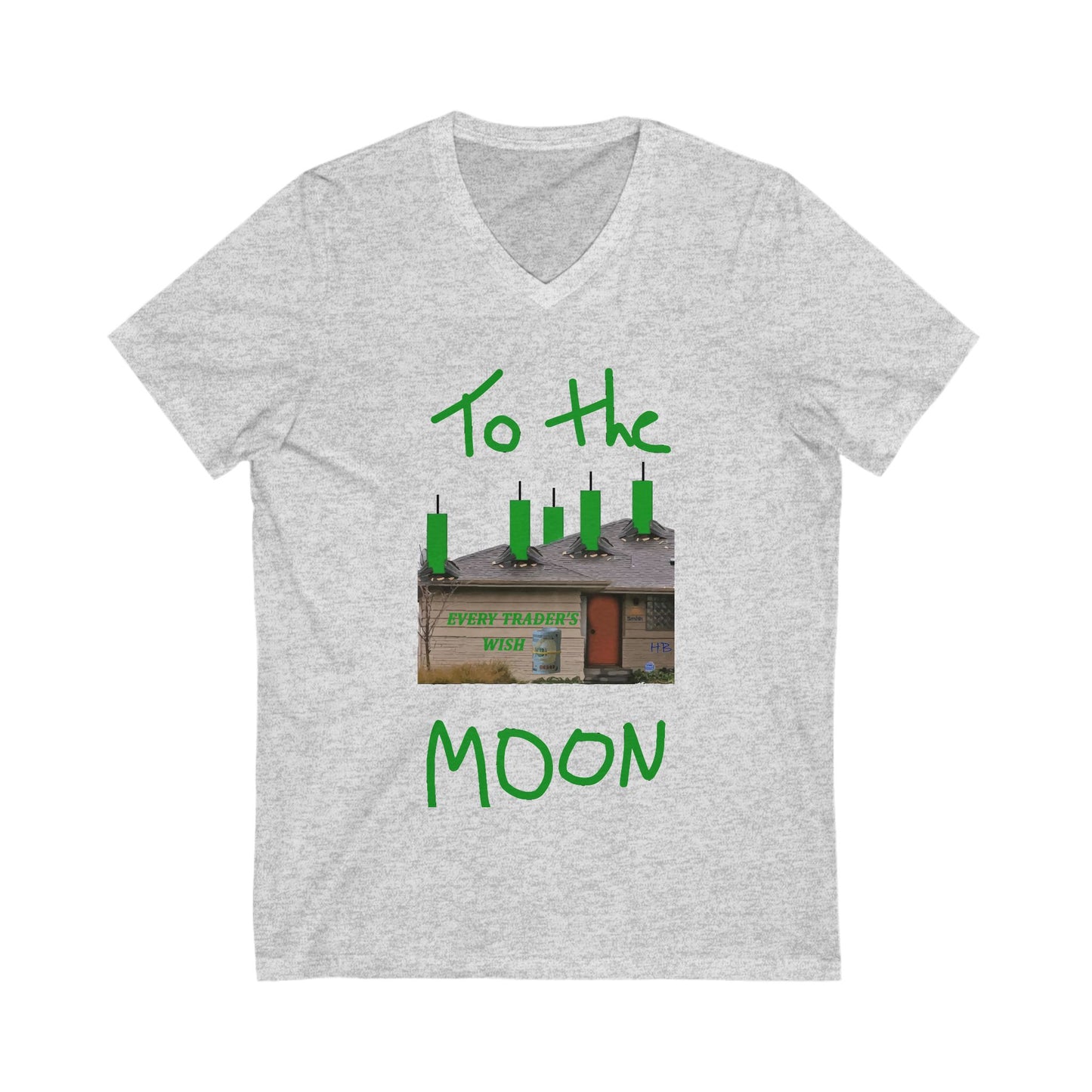 Every stock market trader's dream going to the Moon (Unisex Jersey Short Sleeve V-neck - Comfortable Everyday Wear)