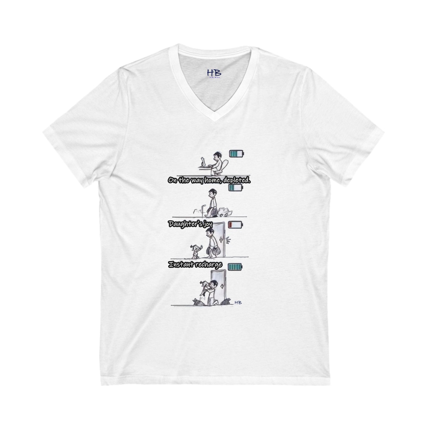 Life's Canvas Daily Energies Unleashed; Day in, Day Out From Office to Home using Threads of Resilience (Unisex Jersey Short Sleeve V-neck - Comfortable Everyday Wear)