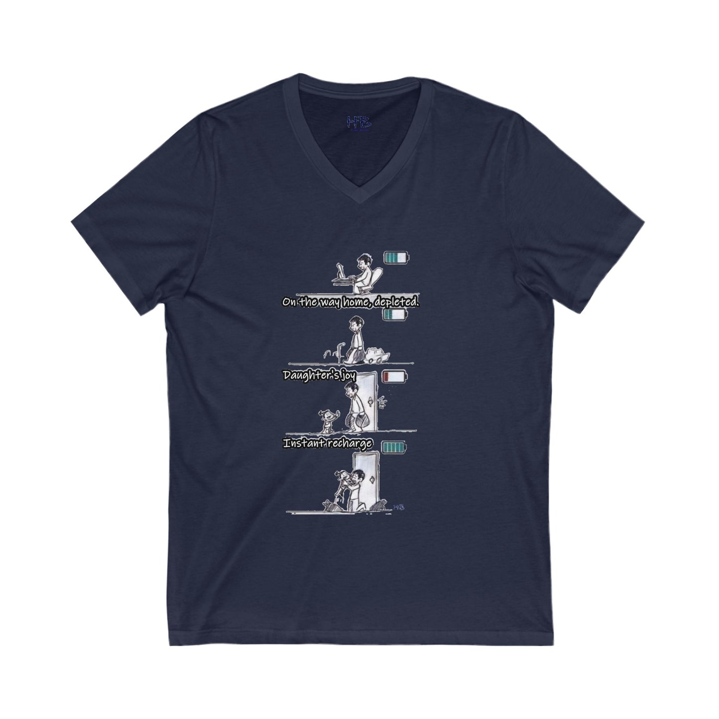 Life's Canvas Daily Energies Unleashed; Day in, Day Out From Office to Home using Threads of Resilience (Unisex Jersey Short Sleeve V-neck - Comfortable Everyday Wear)