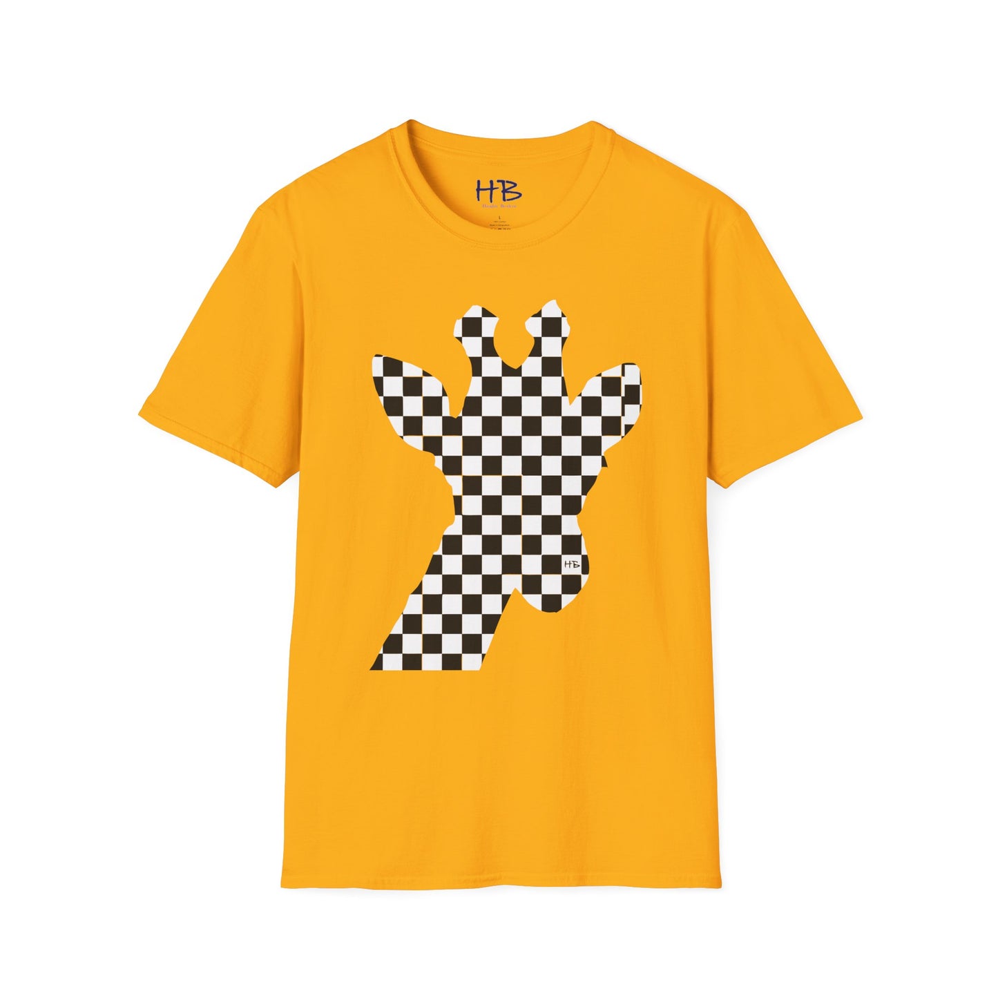 Graceful Heights: The Refined Checkered Giraffe Garment
