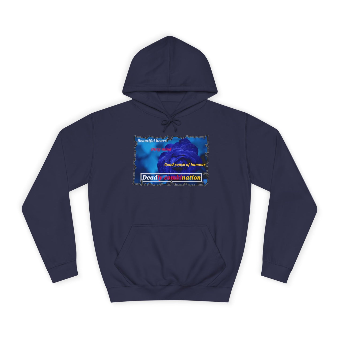 Sophisticated Edge Deadly Combo Elegance meets Attitude using Dark Blue Rose (Hoodie - Cozy and Durable)