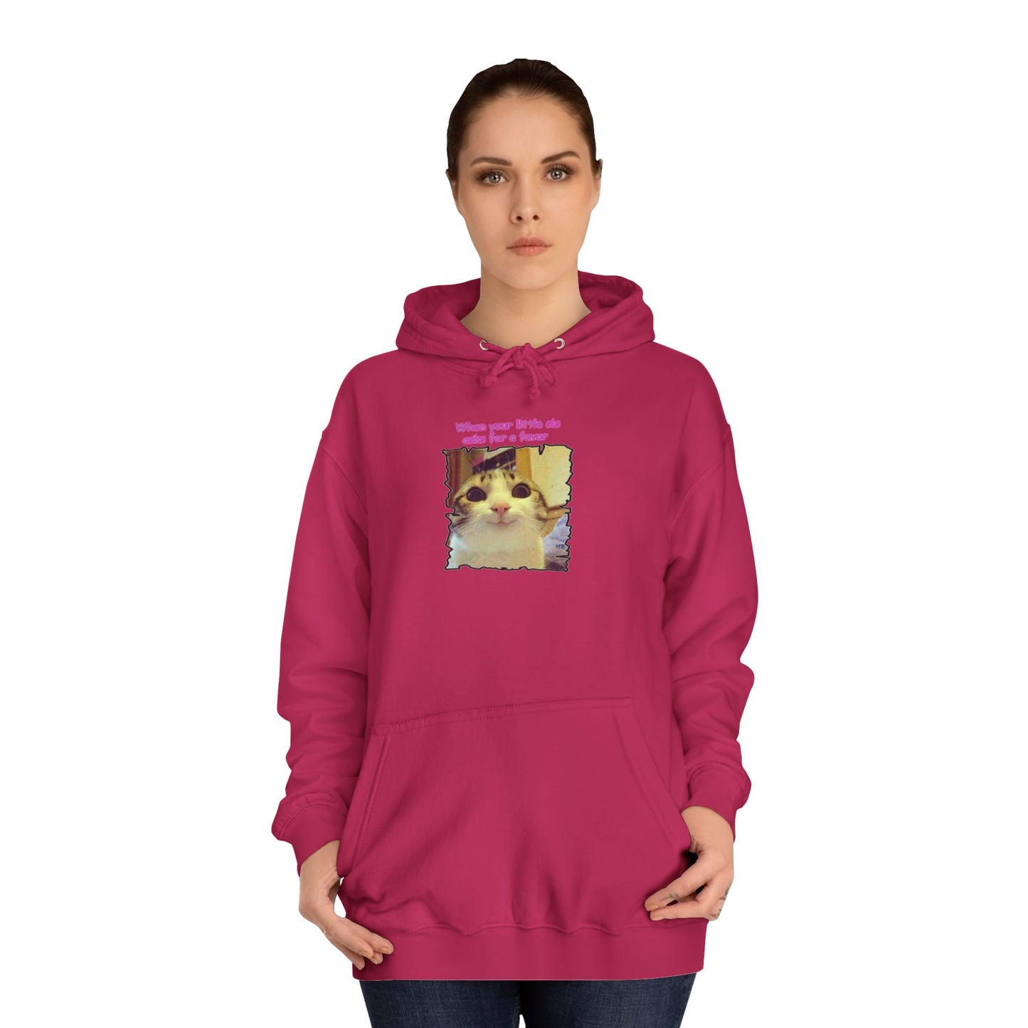Adorable cat soft eyes like little sister asking for a favor (Hoodie - Cozy and Durable)